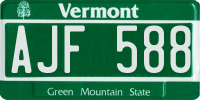 VT license plate AJF588