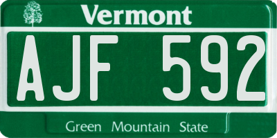 VT license plate AJF592