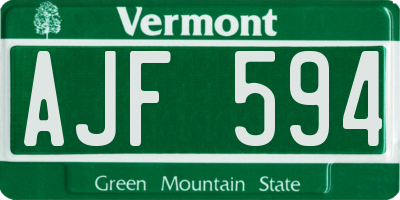 VT license plate AJF594