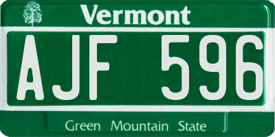 VT license plate AJF596