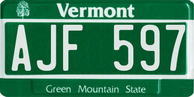 VT license plate AJF597
