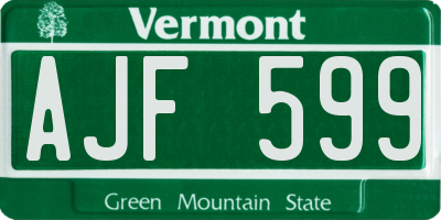 VT license plate AJF599