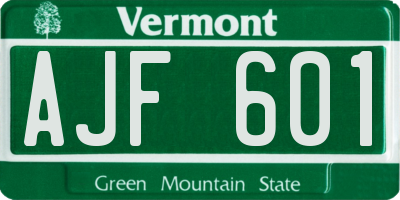 VT license plate AJF601