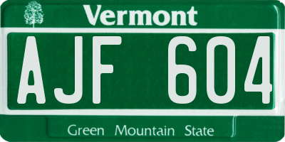 VT license plate AJF604