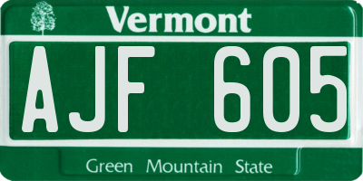 VT license plate AJF605