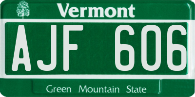 VT license plate AJF606