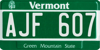 VT license plate AJF607