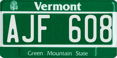 VT license plate AJF608
