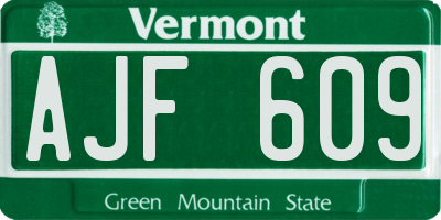 VT license plate AJF609