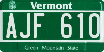 VT license plate AJF610