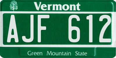 VT license plate AJF612