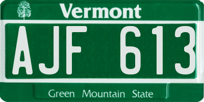 VT license plate AJF613