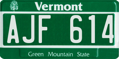 VT license plate AJF614