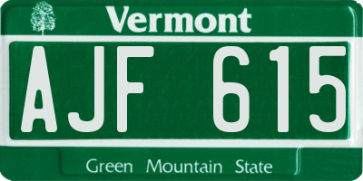VT license plate AJF615