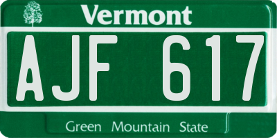 VT license plate AJF617