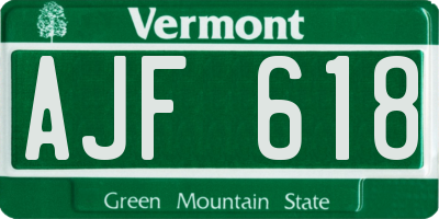 VT license plate AJF618