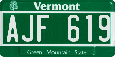 VT license plate AJF619