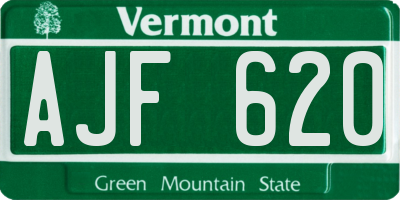 VT license plate AJF620