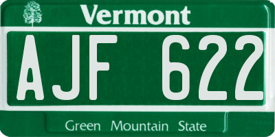 VT license plate AJF622