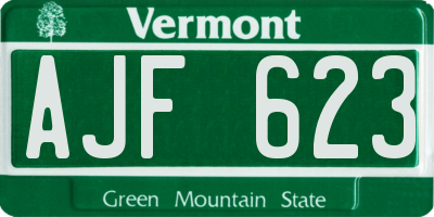 VT license plate AJF623