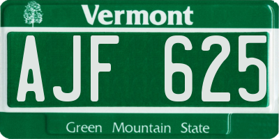 VT license plate AJF625