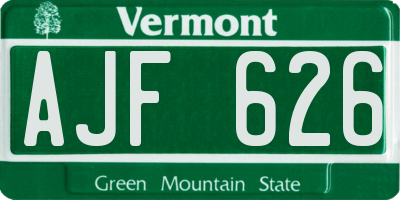 VT license plate AJF626