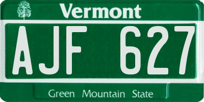 VT license plate AJF627