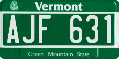 VT license plate AJF631