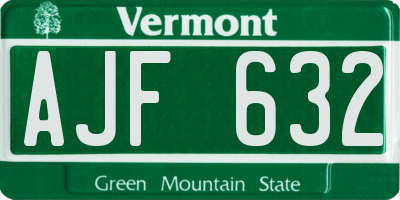 VT license plate AJF632