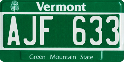 VT license plate AJF633