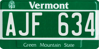 VT license plate AJF634