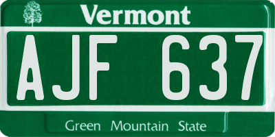 VT license plate AJF637