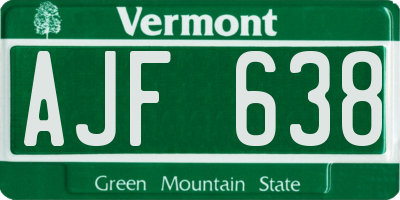 VT license plate AJF638