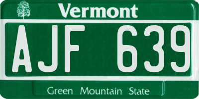 VT license plate AJF639