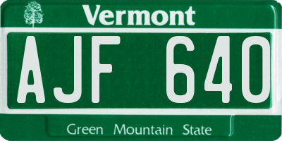 VT license plate AJF640