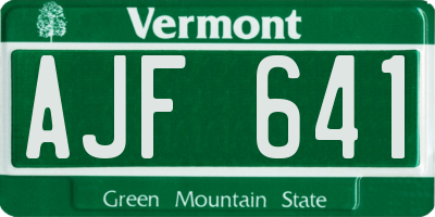VT license plate AJF641