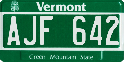 VT license plate AJF642