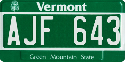 VT license plate AJF643