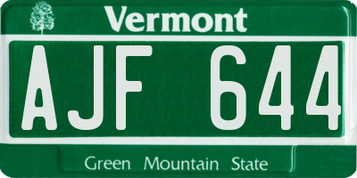 VT license plate AJF644
