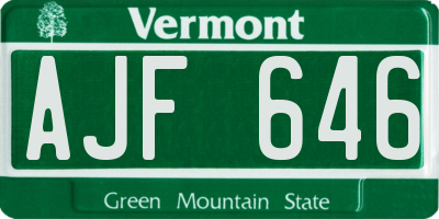 VT license plate AJF646