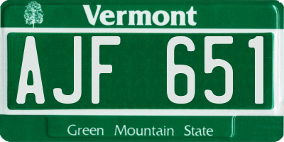 VT license plate AJF651