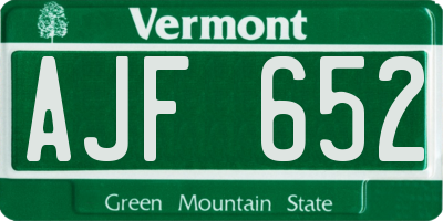 VT license plate AJF652