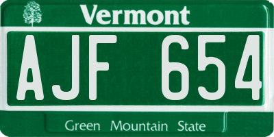 VT license plate AJF654