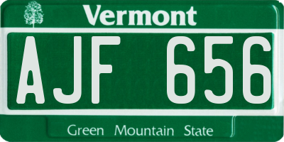 VT license plate AJF656