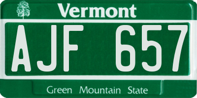 VT license plate AJF657