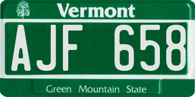 VT license plate AJF658