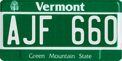 VT license plate AJF660