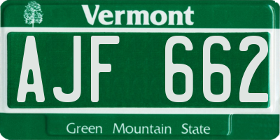 VT license plate AJF662