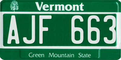 VT license plate AJF663