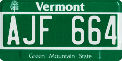 VT license plate AJF664